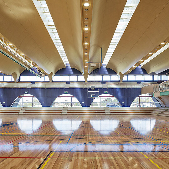 Interior photograph of Penleigh and Essendon Grammar School Gymnasium by John Gollings AM