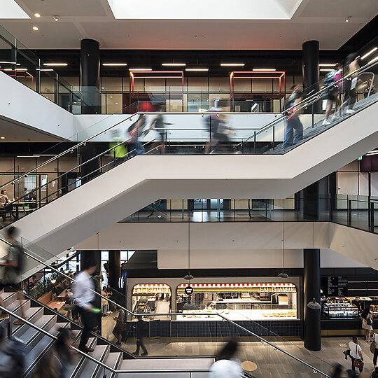 Interior photograph of Macquarie University 1 Central Courtyard by Richard Glover