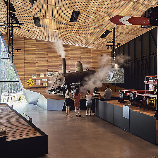 Interior photograph of Puffing Billy Railway Lakeside Visitor Centre by Peter Bennetts