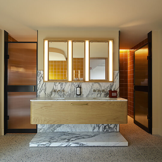 Interior photograph of Ace Hotel Sydney by Ace Suite Ensuite Photographed by Anson Smart