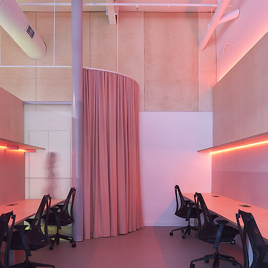 Interior photograph of NUX Studio by Christine Francis 