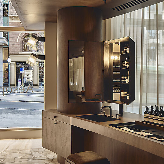 Interior photograph of Aesop Collins Street by Peter Bennetts