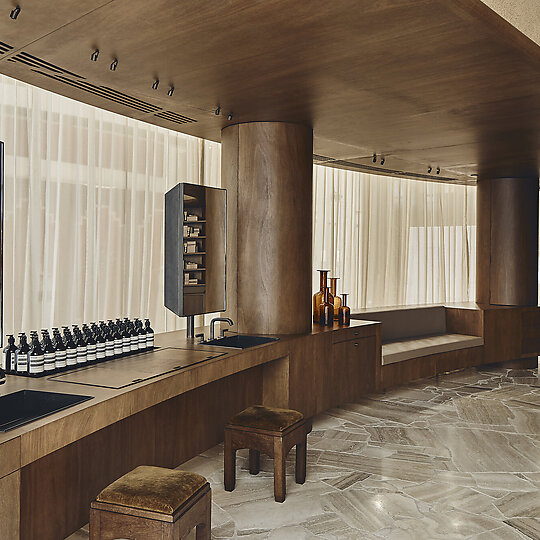 Interior photograph of Aesop Collins Street by Peter Bennetts