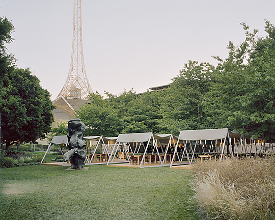 Interior photograph of NGV Triennial 2020 Outdoor Pavilions by Rory Gardiner