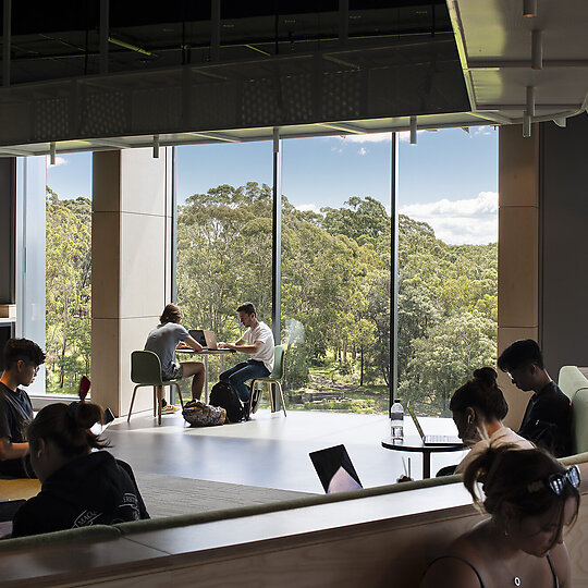 Interior photograph of Macquarie University 1 Central Courtyard by Richard Glover